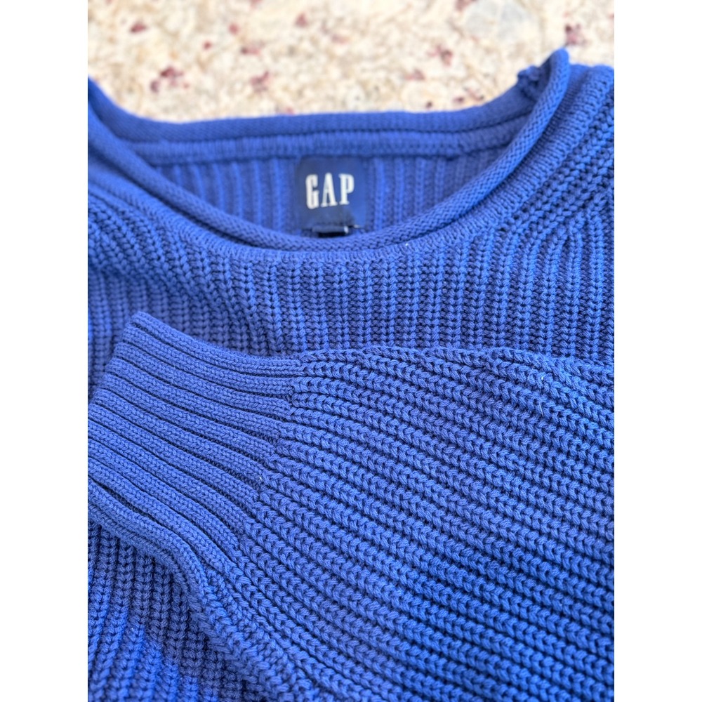 Roll neck coastal fisherman knit Gap sweater sz M vibrant blue